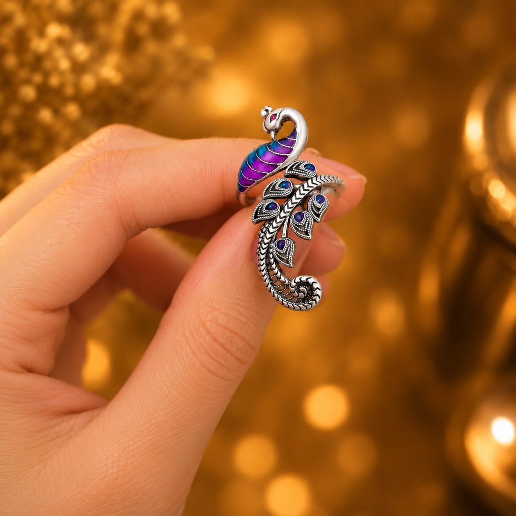 Adjustable Peacock Ring