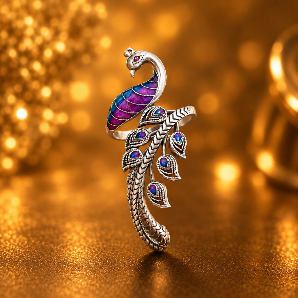 Adjustable Peacock Ring