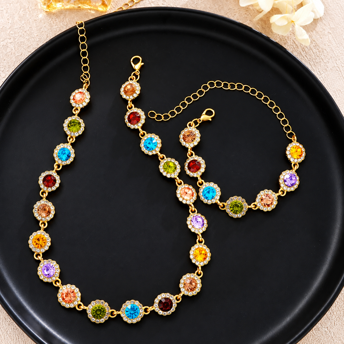 Colorful Crystal Necklace & Bracelet