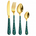 Gold Stainless Steel Christmas Flatware Set
