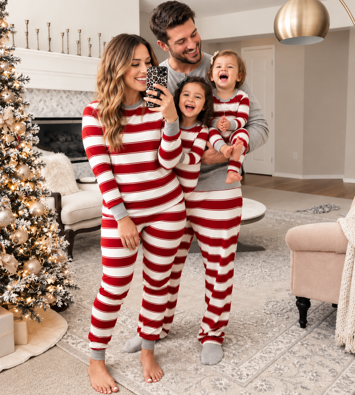 Red & White Striped Christmas Pajamas