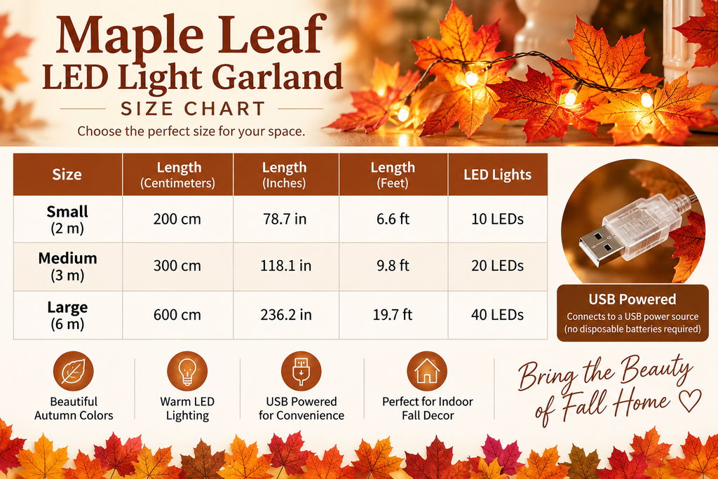 Maple Leaf LED Light Garland