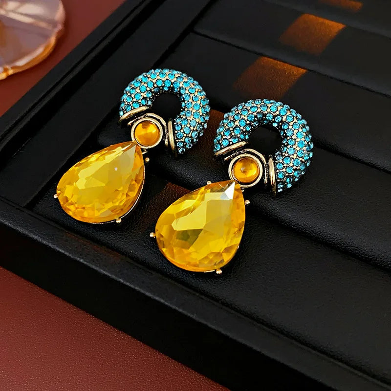 Rhinestone Water Drop Earrings