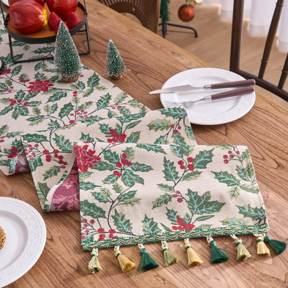 Christmas Table Runner with Tassels