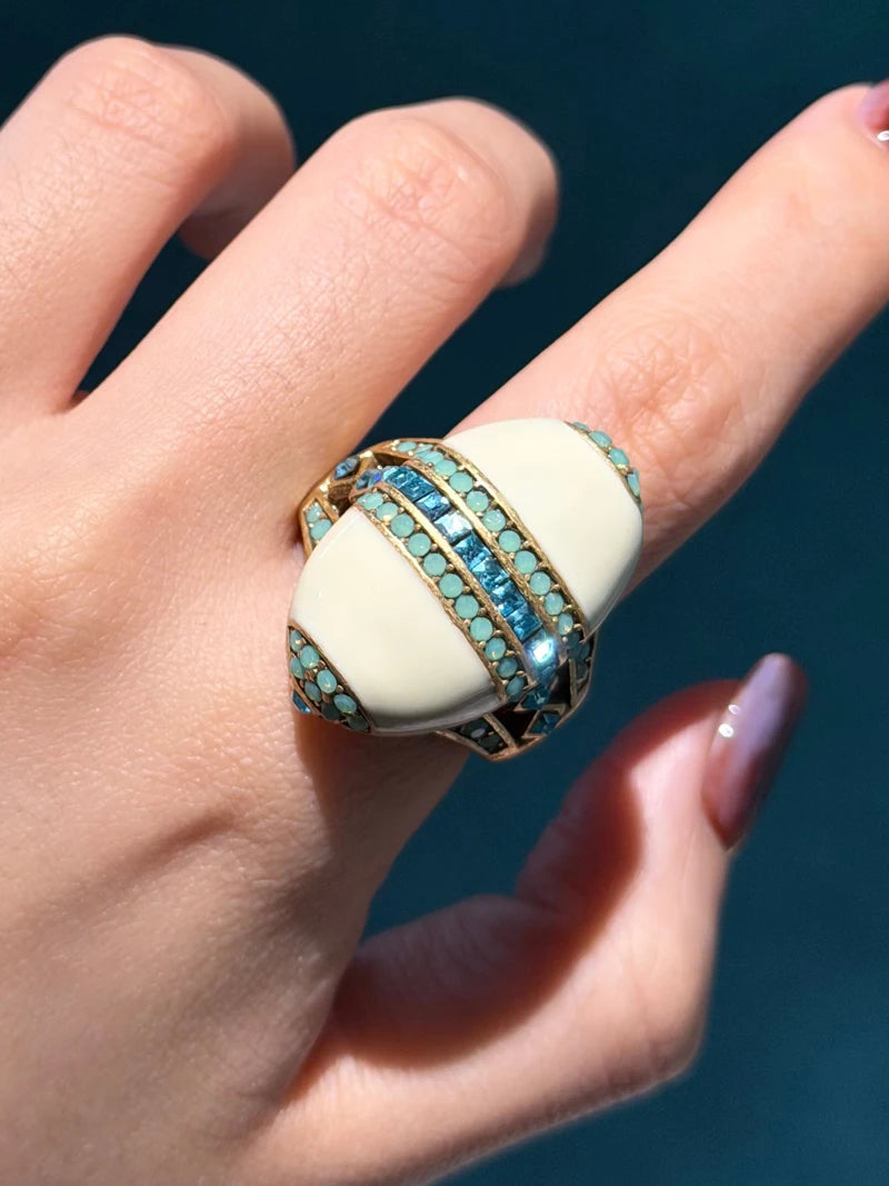 Vintage Oval Crystal Ring