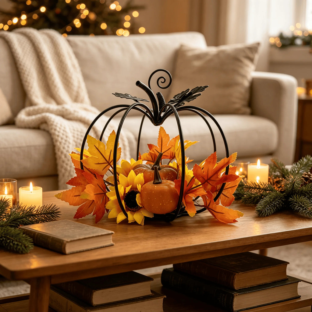 Black Iron Pumpkin Centerpiece