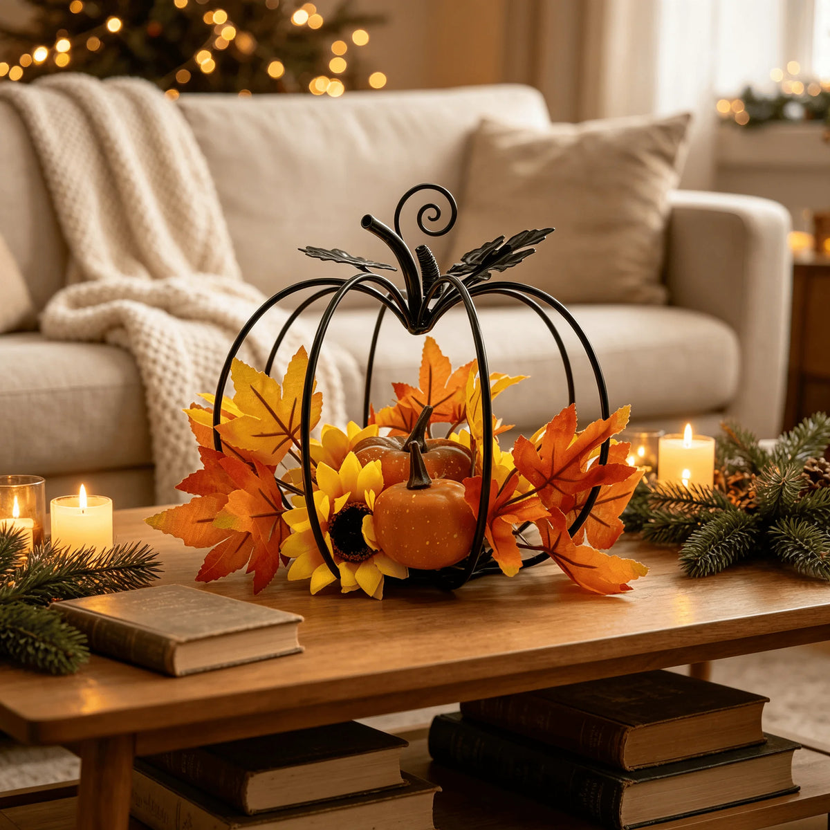 Black Iron Pumpkin Centerpiece