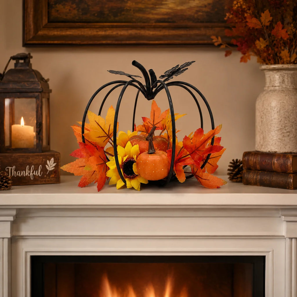 Black Iron Pumpkin Centerpiece