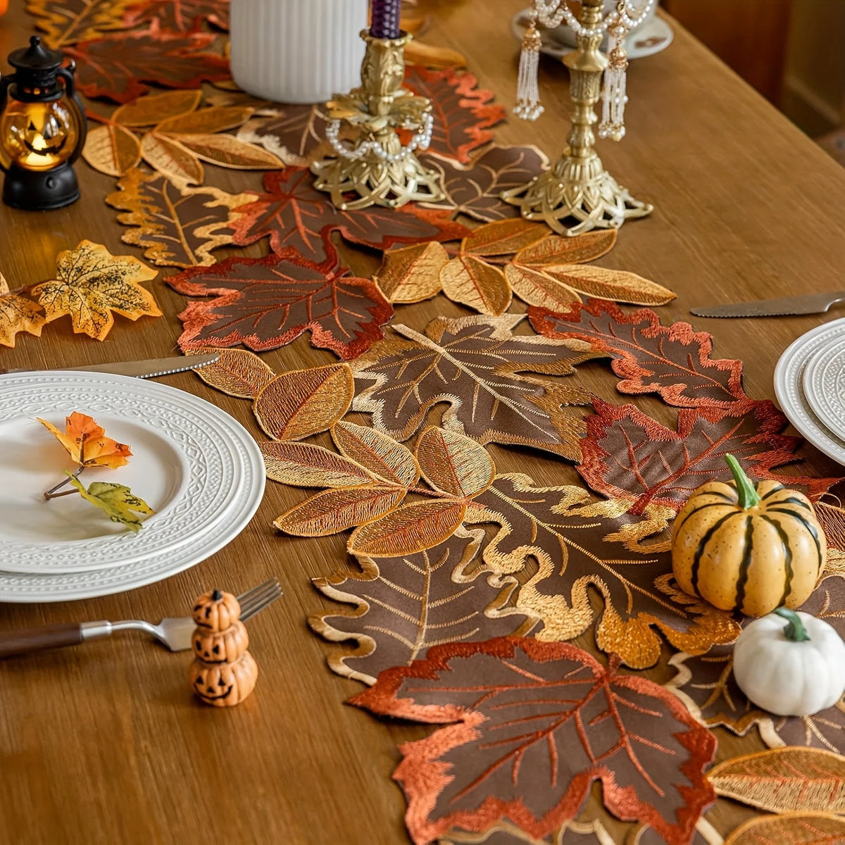 Fall Embroidered Table Runner