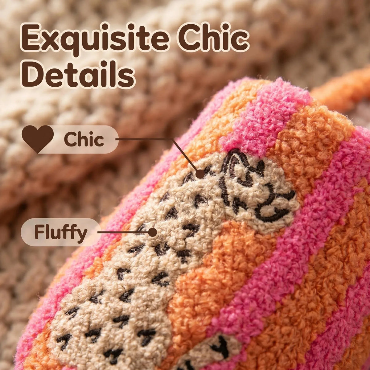Women's Striped Leopard Print Slippers