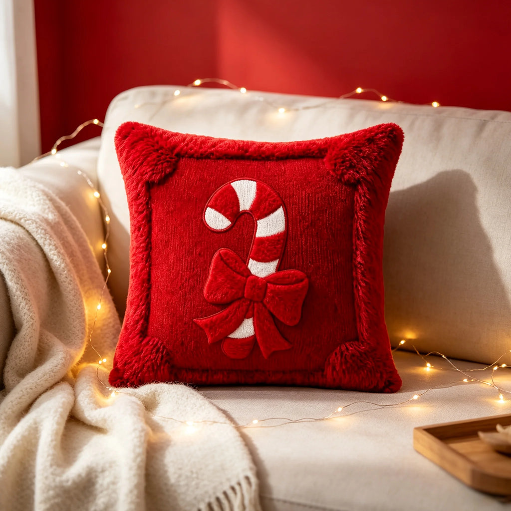 Christmas Candy Ribbon Decorative Pillow Cover