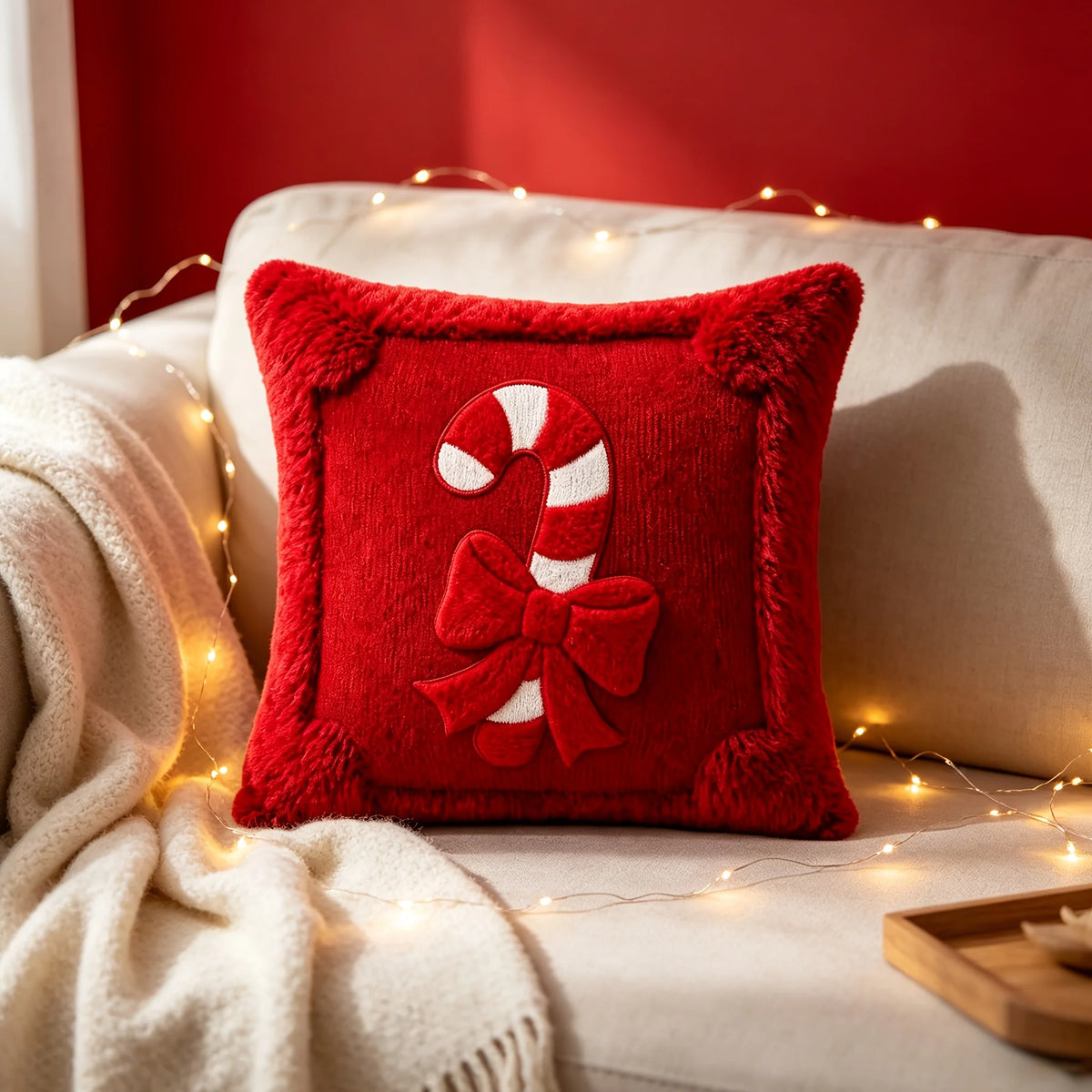 Christmas Candy Ribbon Decorative Pillow Cover