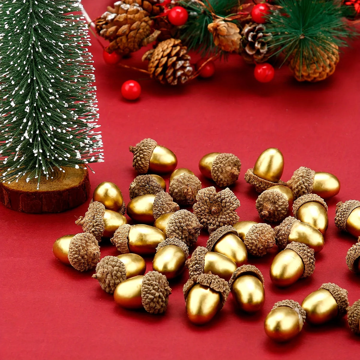 Artificial Golden Acorns – 20-Piece Decorative Set