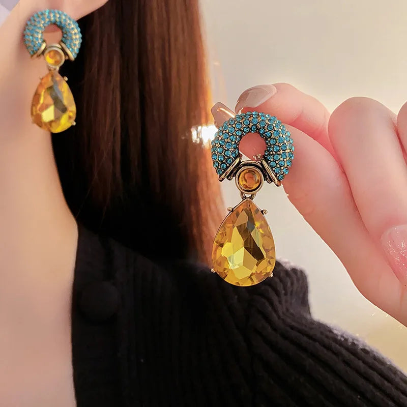 Rhinestone Water Drop Earrings