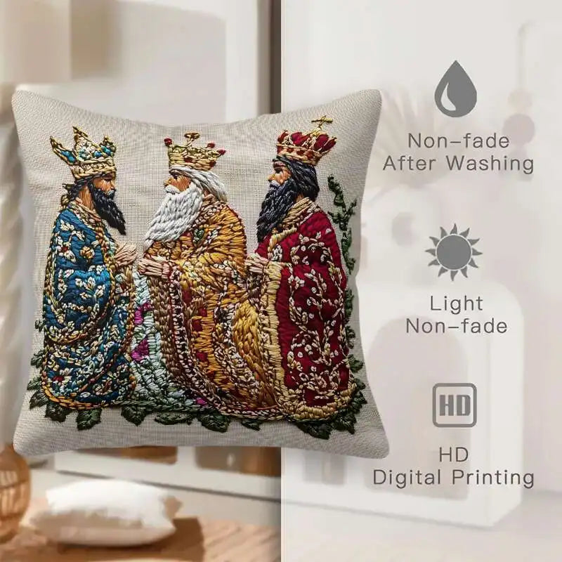 2-Piece Three Wise Men 2D Printed Decorative Pillow Cover Set