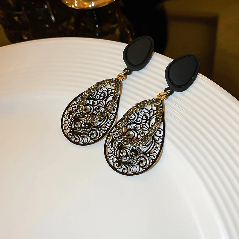 Rhinestone Water Drop Earrings