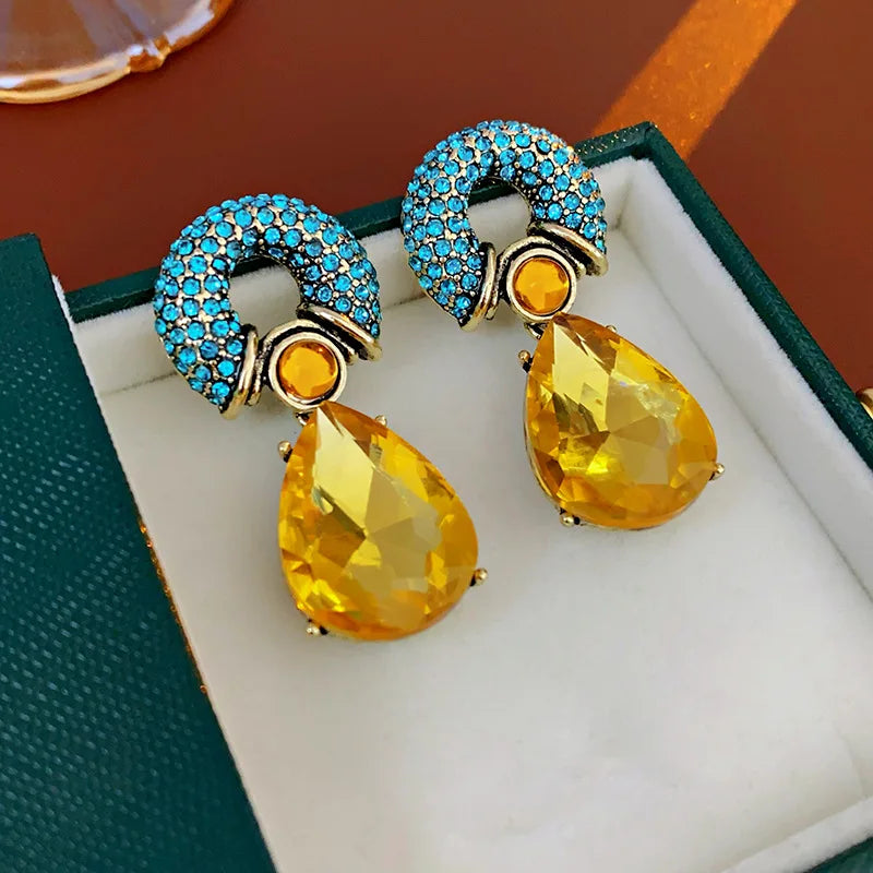 Rhinestone Water Drop Earrings