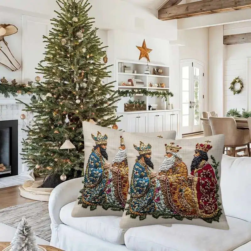 2-Piece Three Wise Men 2D Printed Decorative Pillow Cover Set