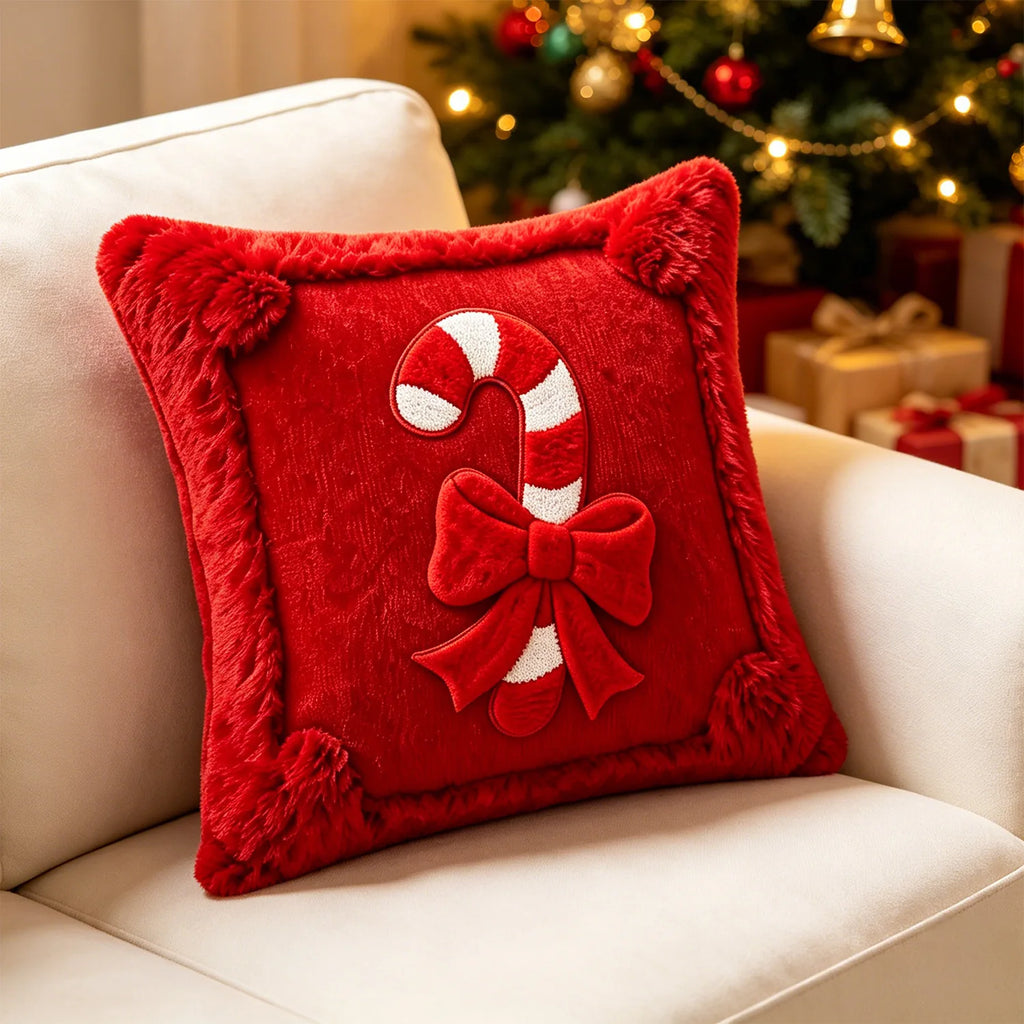 Christmas Candy Ribbon Decorative Pillow Cover