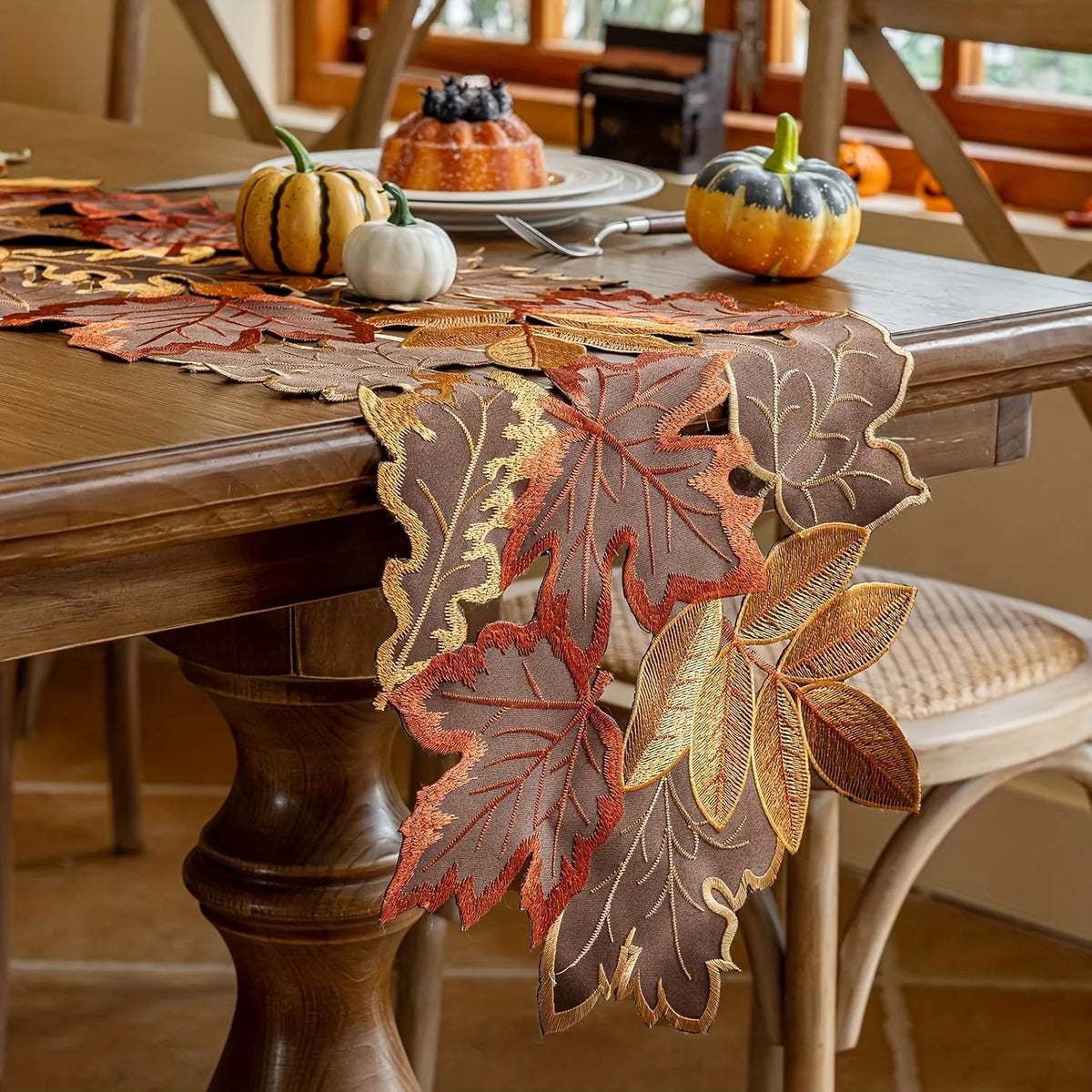Fall Embroidered Table Runner