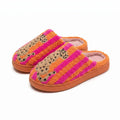 Women's Striped Leopard Print Slippers