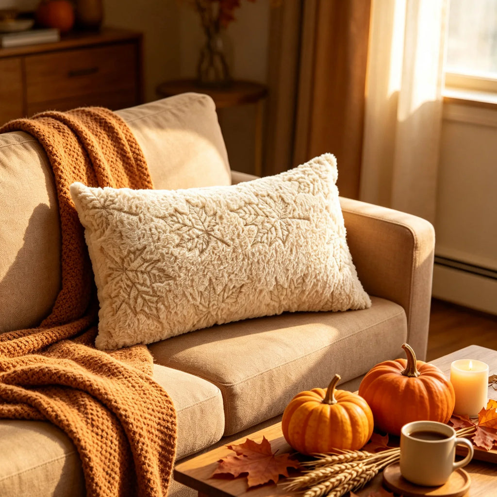 Fuzzy Fall Leaf Pillow Cover