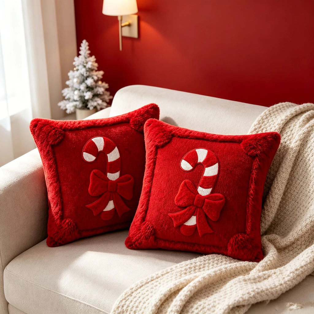 Christmas Candy Ribbon Decorative Pillow Cover