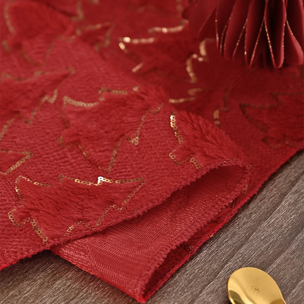 Gold Sequined Christmas Tree Table Runner