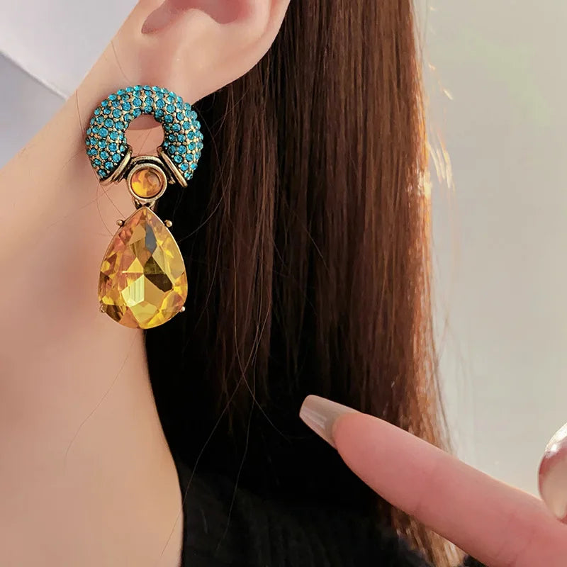 Rhinestone Water Drop Earrings