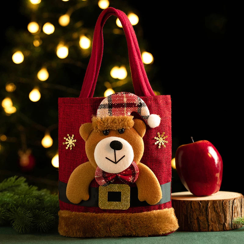 Linen Christmas Gift Bags
