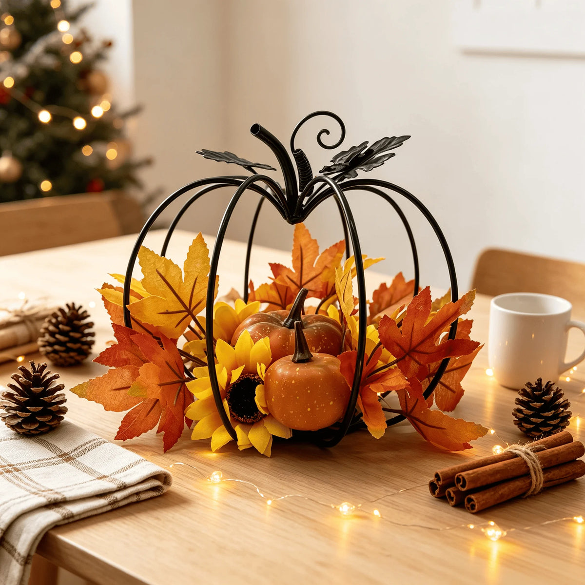 Black Iron Pumpkin Centerpiece